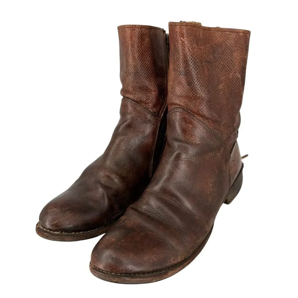 Bed Stu Cheshire Womens Boots Perforated Tie Back Size 9 Benchmade Cognac - Picture 4 of 13